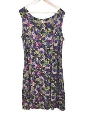 Blue Sky Romantic Coastal Summer Floral Dress With Side Pockets And Back Ties XL